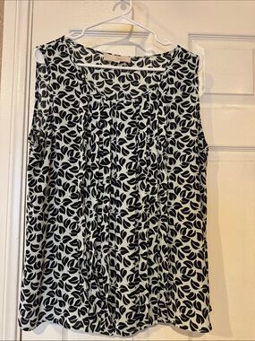 Loft Leaf Print Sleeveless Blouse